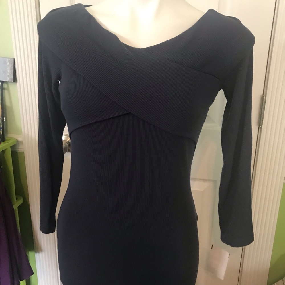 Navy blue cross front dress